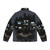Batman Gotham City Puffer Jacket with city skyline and superhero silhouette - Back