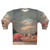 Vintage retro digital collage sweatshirt with surreal sci-fi landscape