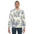 Powder blue sweatshirt with french toile vintage art and bonsai tree designs - men