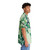 Model wearing a green hawaiian shirt with ginkgo leaf pattern - People Pight