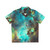 Green Galaxy Hawaiian Shirt with Abstract Nebula Design