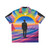 Vibrant abstract Hawaiian shirt with desert sunrise motif
