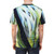 Colorful abstract t-shirt design with blue and green shapes and organic forms, inspired by the artwork of renowned artist Georgia O'Keeffe. - men back