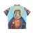 A Hawaiian shirt with a print of a potoo bird, a religious and cryptid-inspired design - Back