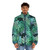Monstera Monsters Puffer Jacket - Eco-Friendly Tropical Puffer Jacket with Whimsical Floral and Leaf Design - men front