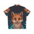 fox hawaiian shirt with autumn leaves print - Back