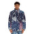 Tropical monstera leaf puffer jacket with vibrant watercolor design - men front