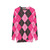 Pink argyle design sweatshirt - hanging
