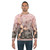 Modern gradient cubes pattern printed on a pink and grey sweatshirt - men