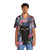 Popoki pastel black velvet Hawaiian shirt with tropical floral and cat motifs - People Front