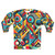Geometric abstract art sweatshirt with vibrant, dynamic pattern
