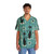 Retro blue Hawaiian shirt with mid-century modern atomic cat design - People Front