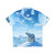 Polar bear in an Arctic landscape printed on a Hawaiian-style shirt