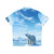 Polar bear in an Arctic landscape printed on a Hawaiian-style shirt - Back