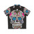 Floral sugar skull sequin Hawaiian shirt for Dia de los Muertos
