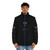 Monogatari Black Scene Puffer Jacket featuring anime and manga inspired graphics - men front