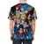 Illustration of Dragon Ball character Vegeta in an anime-inspired art style on a t-shirt - men back