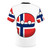 T-shirt featuring a playful and colorful illustration of the Norwegian flag in the style of a 'countryball'. - Back