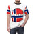 T-shirt featuring a playful and colorful illustration of the Norwegian flag in the style of a 'countryball'. - men front