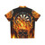 Flaming skull dartboard Hawaiian shirt with fire print and skull design - Back