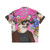 Vaporwave dog wearing a colorful, psychedelic Hawaiian shirt - Back