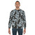 Blue sweatshirt with a modern black cat print design - men
