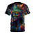 Vibrant, colorful psychedelic trippy t-shirt design featuring abstract dmt elf imagery