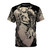 Gothic fantasy sepia t-shirt featuring a dragon and skull design