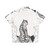 Tiger moon Hawaiian shirt featuring a surreal animal drawing in black and white with stripes and a full moon - Back