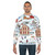 Winter folk art sweatshirt with snow landscape and Christmas holiday imagery - men