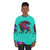 Colorful abstract griffin sweatshirt with mythological silhouette art - women