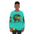 Colorful abstract griffin aqua sweatshirt with mythical creature silhouette art - women