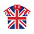 Colorful Hawaiian shirt featuring the United Kingdom (UK) flag