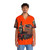 Vibrant orange Hawaiian shirt with train engine design - People Front