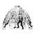 Tekkonkinkreet inspired puffer jacket with cat, rat, dog, and city graphics - Back