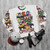 Class F Chibis Superhero Sweatshirt featuring chibi characters - flat lay