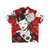 Geisha Japan Collection Hawaiian Shirt with Vibrant Floral and Umbrella Motif