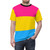 Tri-color design t-shirt in pink, yellow, and blue colors representing LGBTQ pride and gender equality. - men front