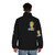 Teamcoco puffer jacket featuring a portrait of Conan Obrien - men back