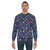 Horse racing jockey silks sweatshirt in navy blue with colorful pattern - men