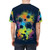 Vibrant intergalactic warrior graphic t-shirt design featuring a futuristic sci-fi character in a colorful, vibrant space-themed artwork. - men back