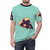 Cosmic space astronaut t-shirt with planets, stars, and pizza design - men front