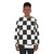 Checkered sweatshirt with a geometric black and white pattern - women