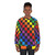 Checkered rainbow black sweatshirt with abstract design - women