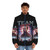 Team Edward Twilight Cursed Fan Collage Puffer Jacket with cheer, top gun, and aviation imagery - men front