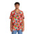 Tropical Hawaiian shirt with colorful print featuring a cute parrotlet and sushi elements - People Front