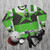 Chameleon Green Sweatshirt with Super Sentai and Space Motifs - flat lay