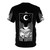 Spooky gothic-style t-shirt featuring coffee, occult, and dark imagery - Back