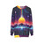 Neon Sunrise Sweatshirt featuring a futuristic, retro-inspired graphic design - hanging