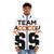 Team Coco football jersey style puffer jacket featuring Conan O'Brien's logo - men front